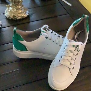 White and Green Sneakers